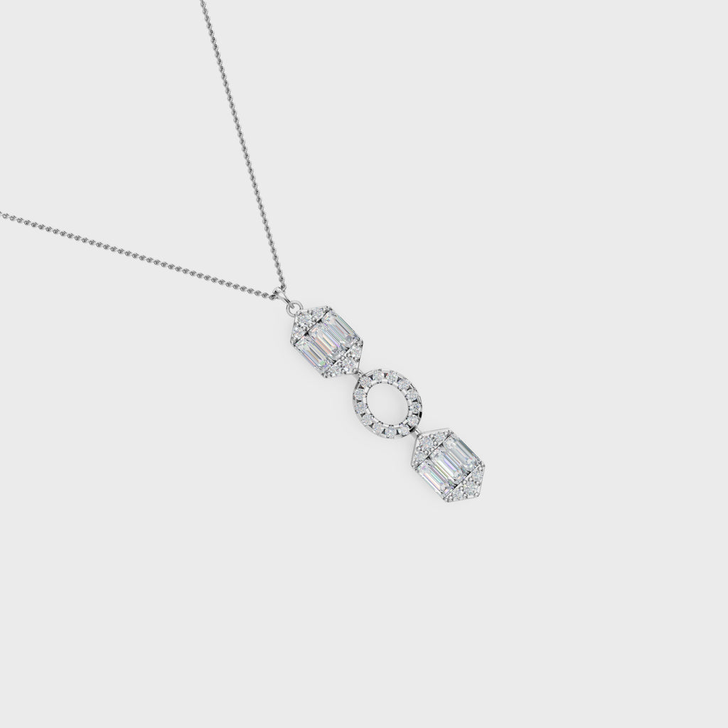 Art Deco Baguette and Round Diamond Pendant
