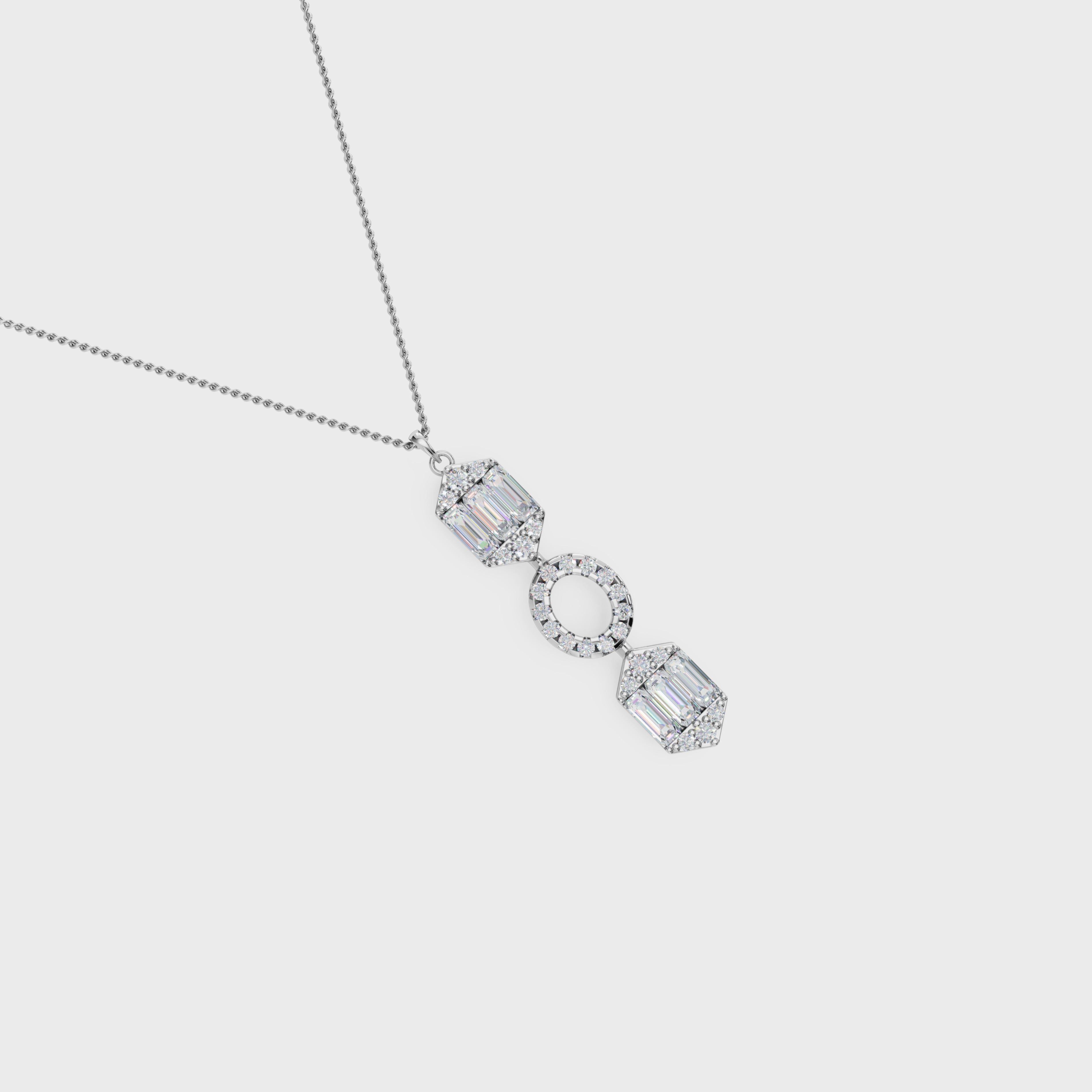 Art Deco Baguette and Round Diamond Pendant