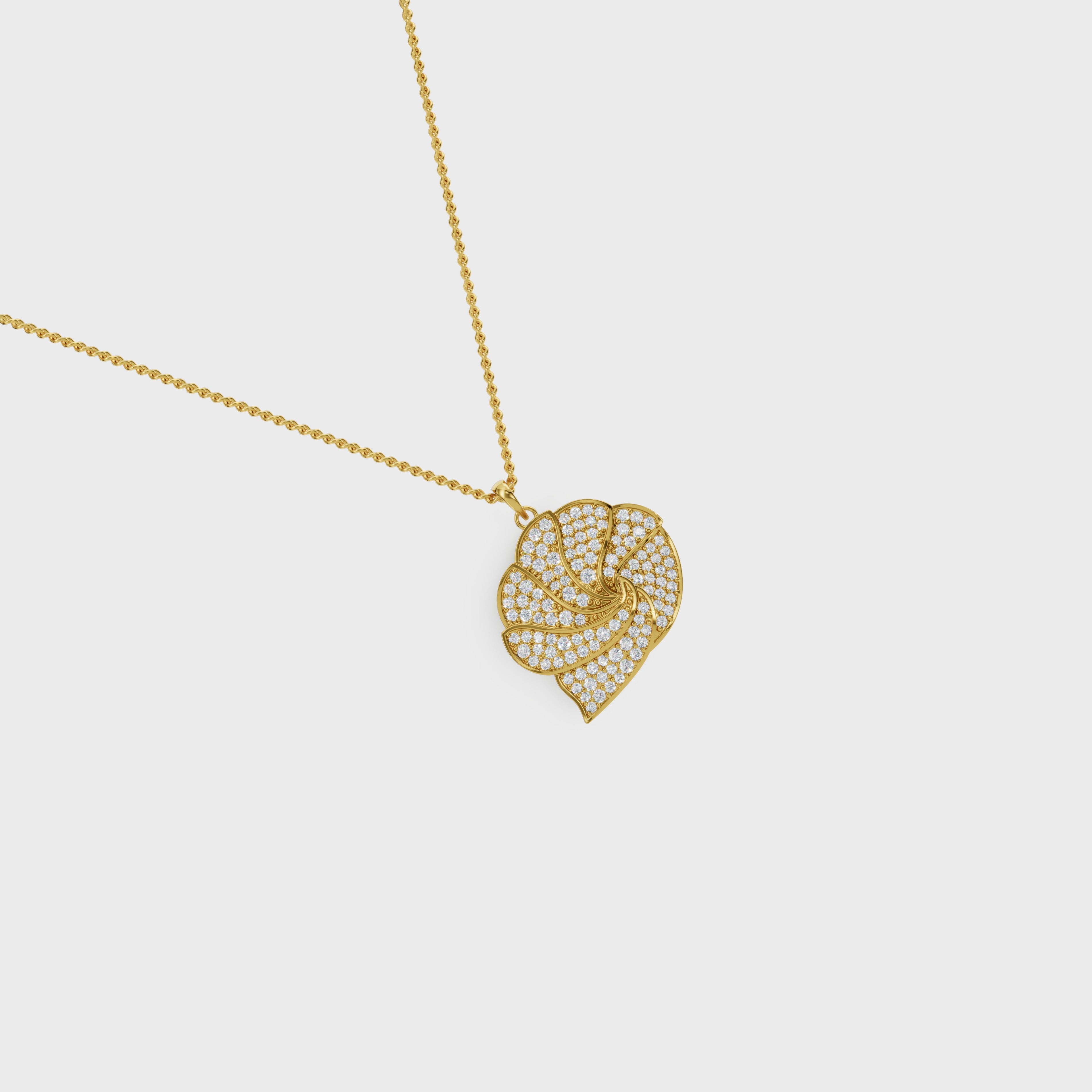 Ocean Swirl Inspired Diamond Pendant