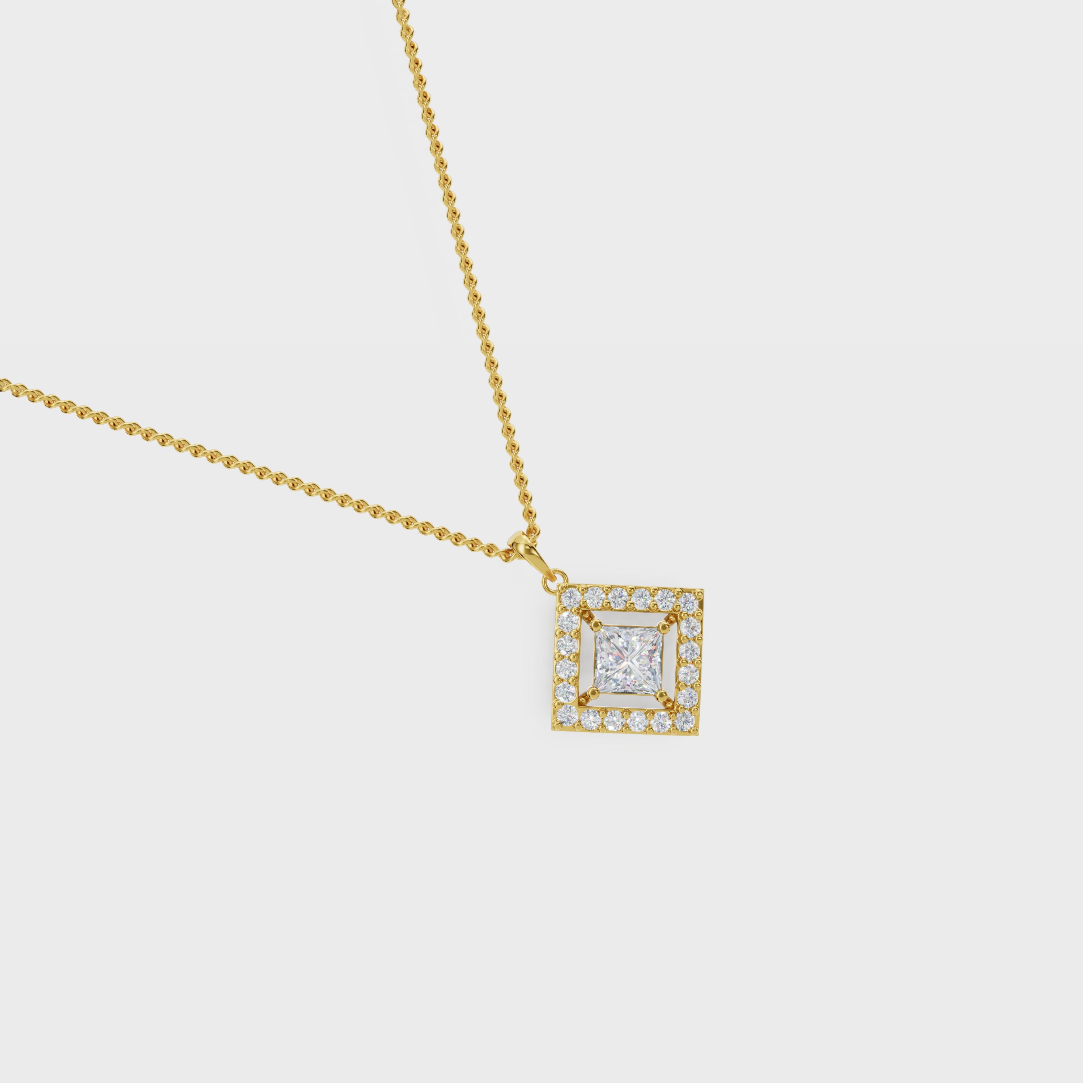 Square Halo princess diamond Pendant