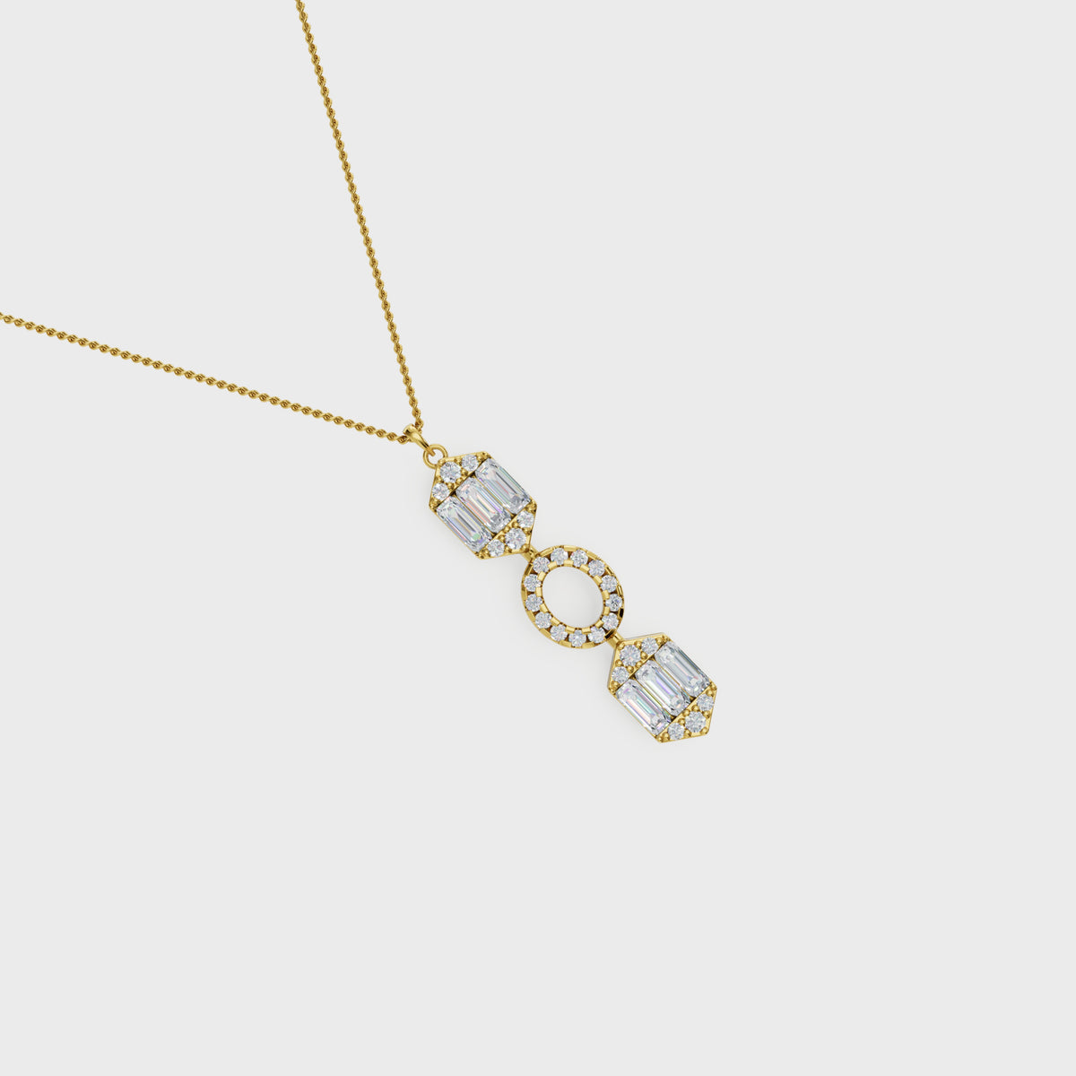Art Deco Baguette and Round Diamond Pendant