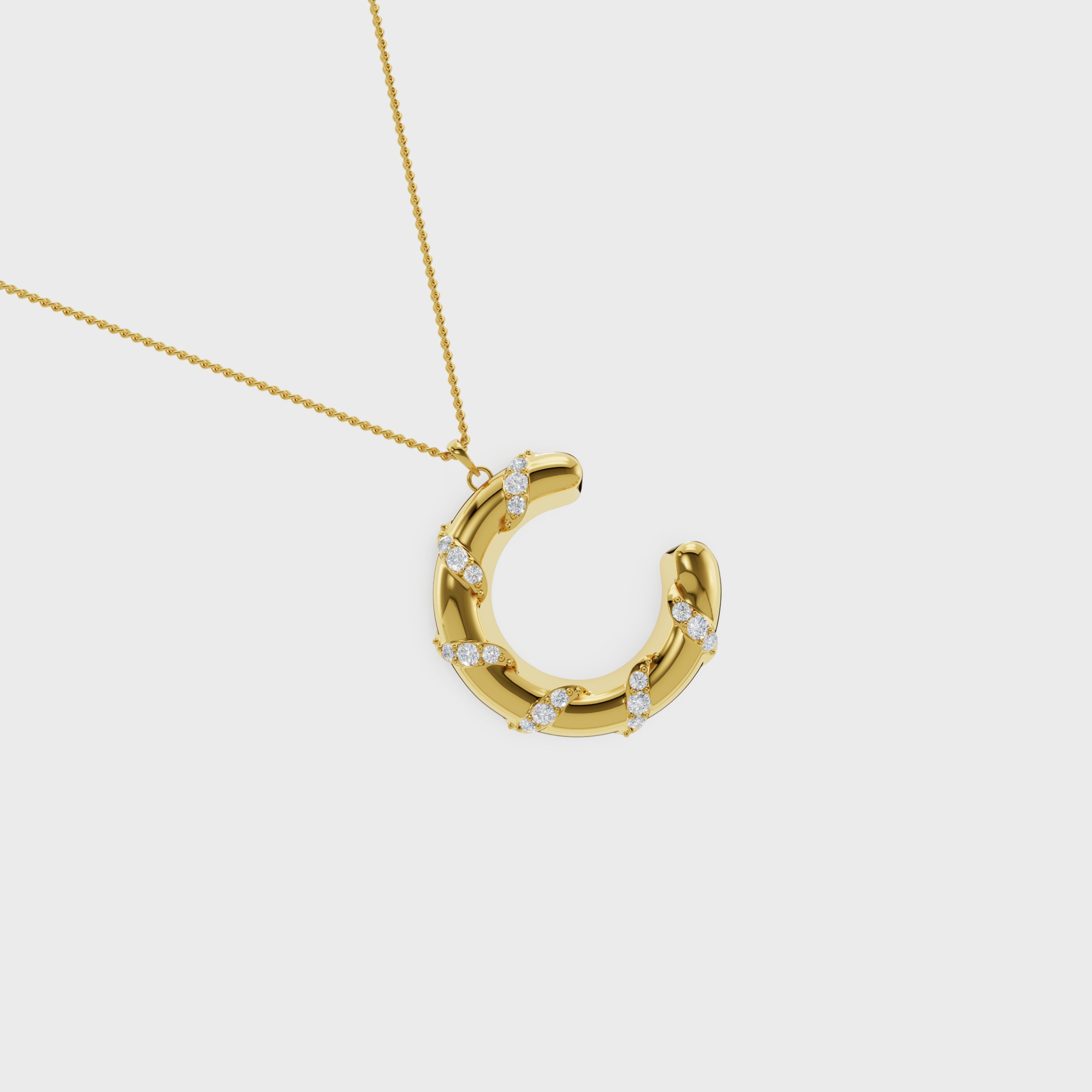 Monogram C diamond swirl pendant