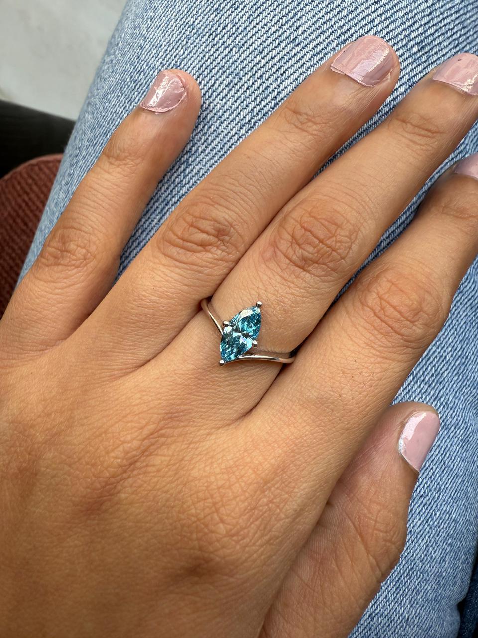 Blue marquise cut Ring