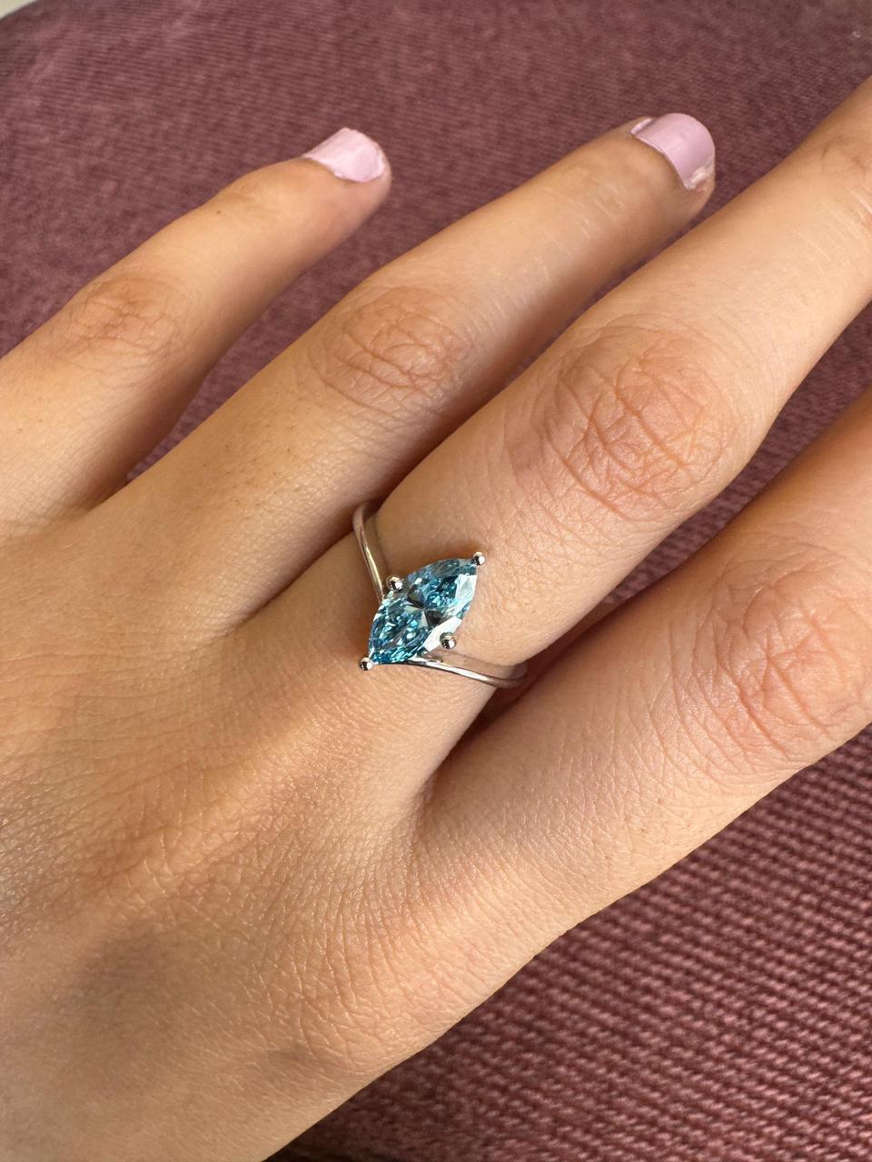 Blue marquise cut Ring