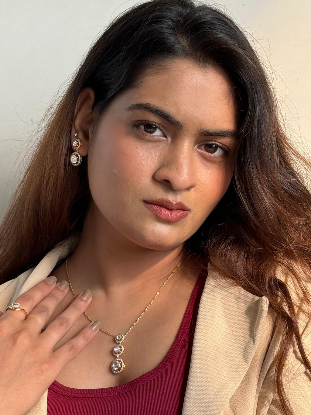 Gulbahaar Graduation Polki Pendant set