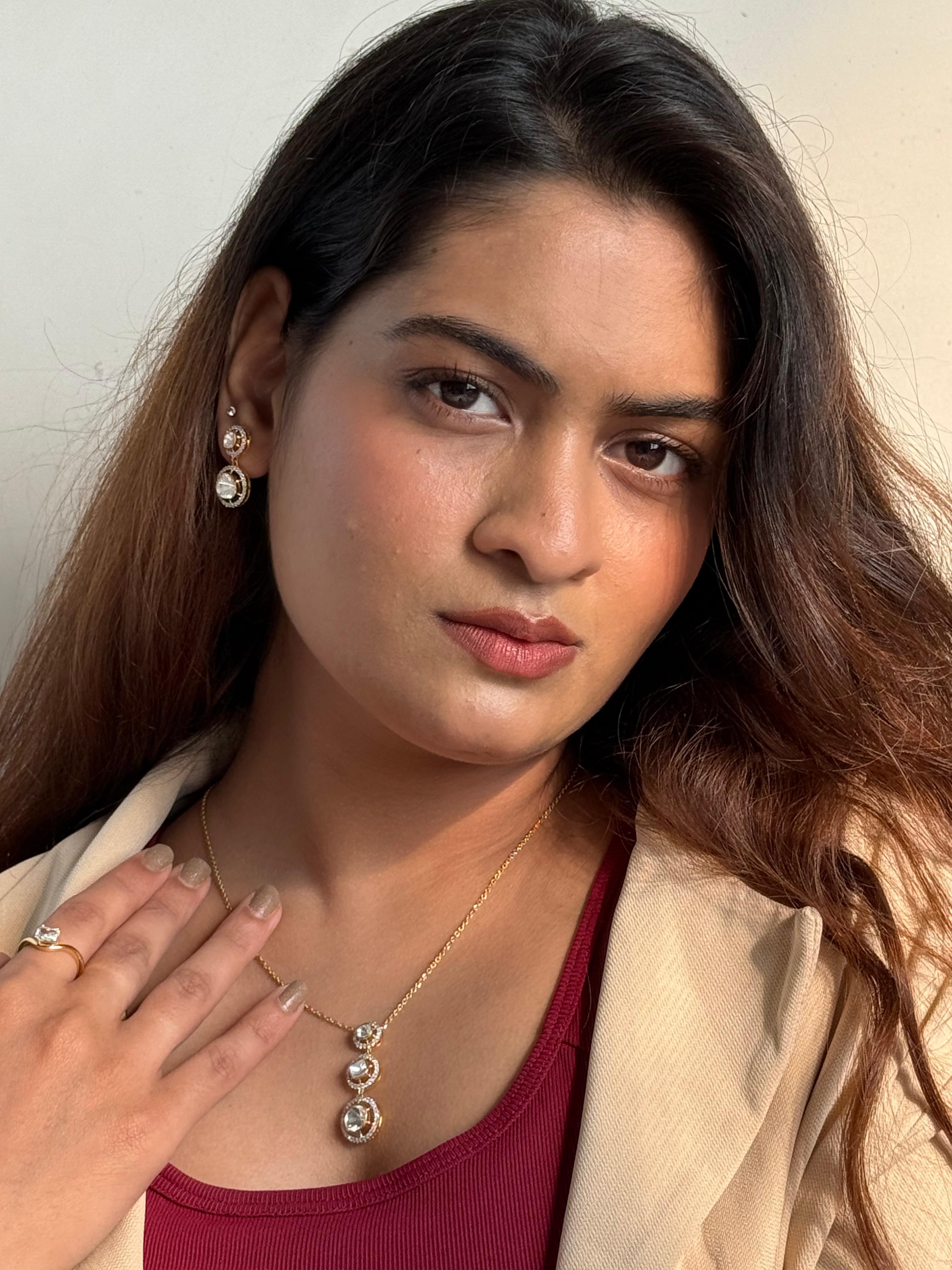 Gulbahaar Graduation Polki Pendant set