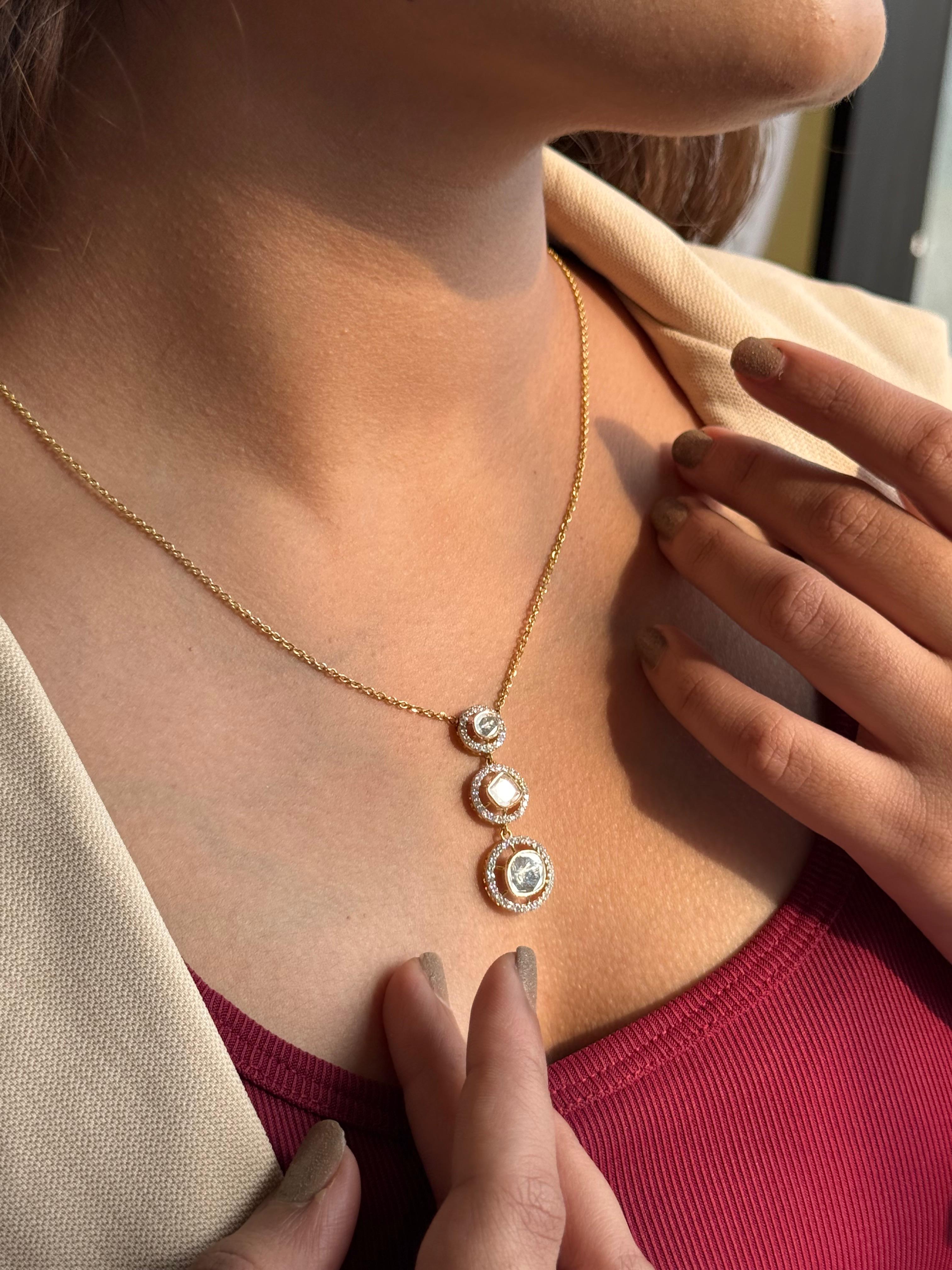 Gulbahaar Graduation Polki Pendant set