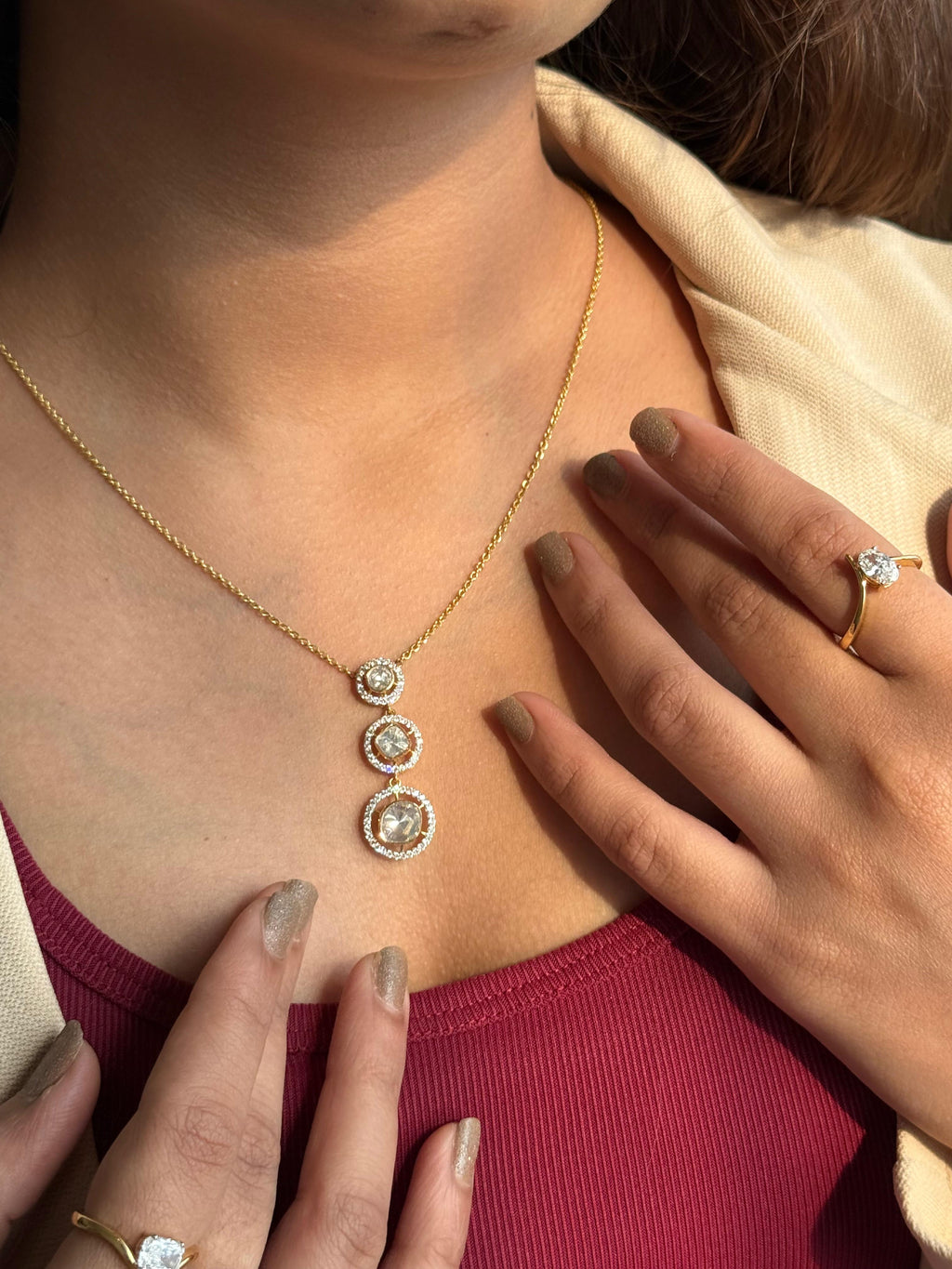 Gulbahaar Graduation Polki Pendant set