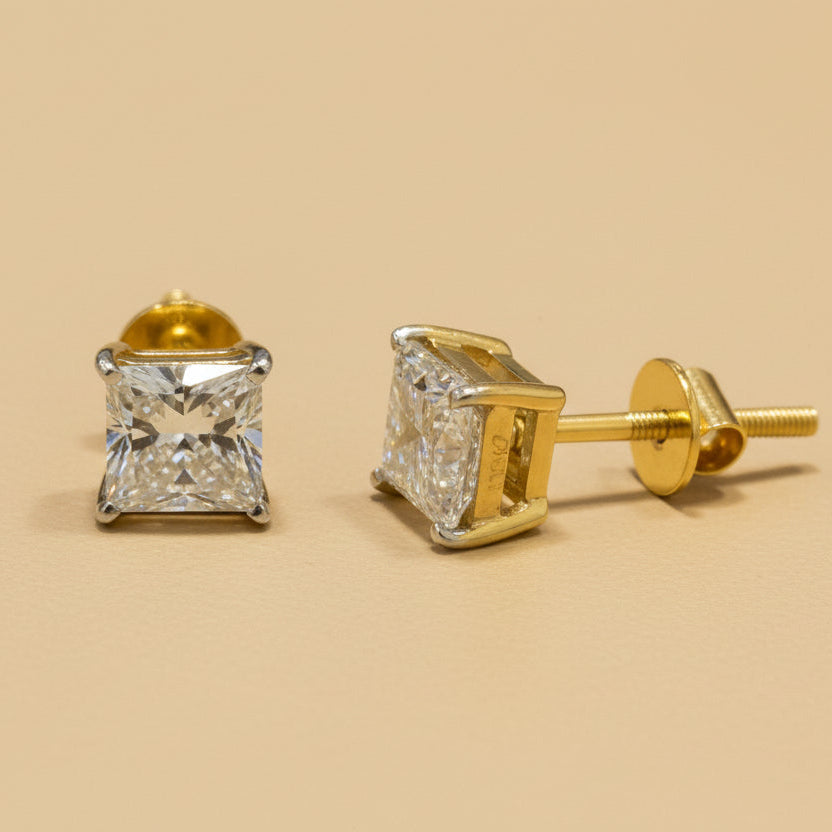 1ct Each Princess Cut diamond Stud