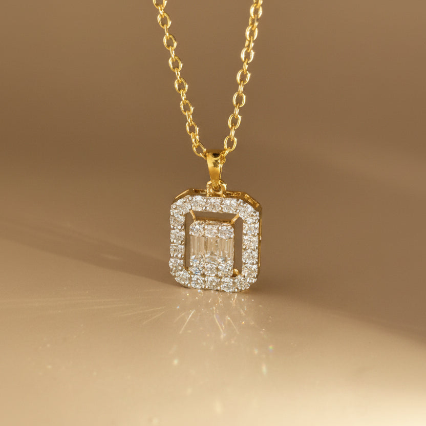 cluster baguette halo Pendant