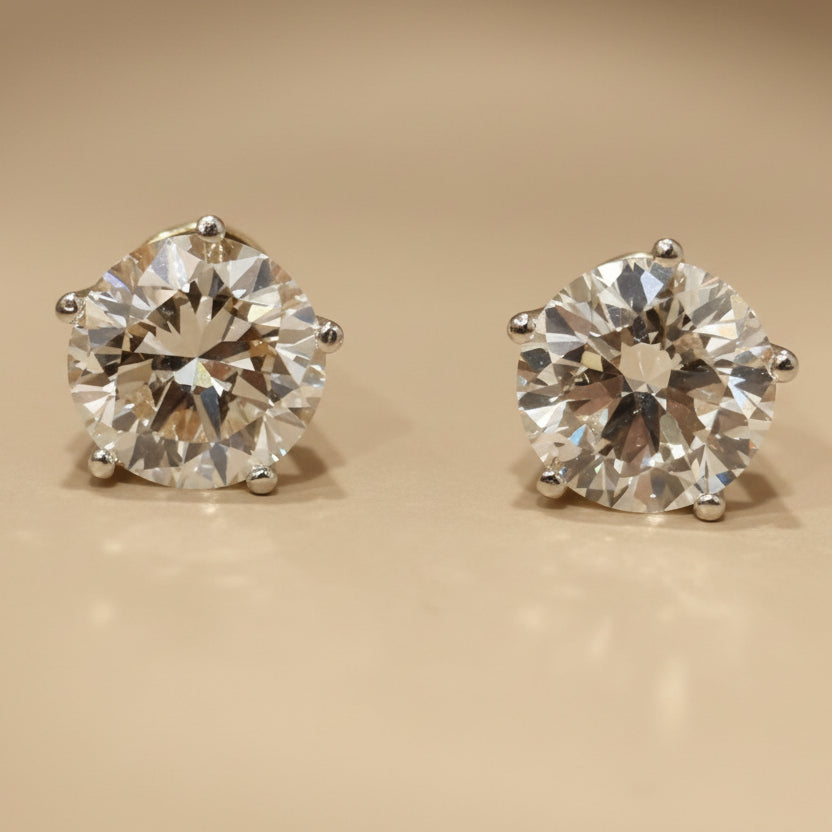 3ct Each Diamond Stud in 5 Prongs