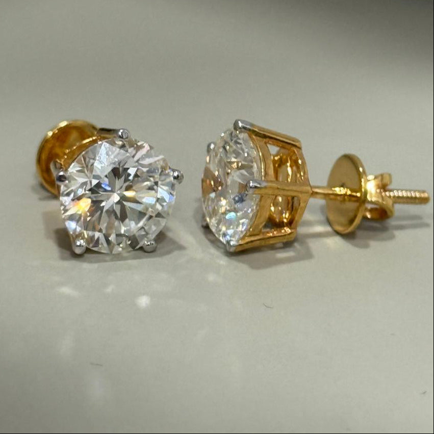 3ct Each Diamond Stud in 5 Prongs