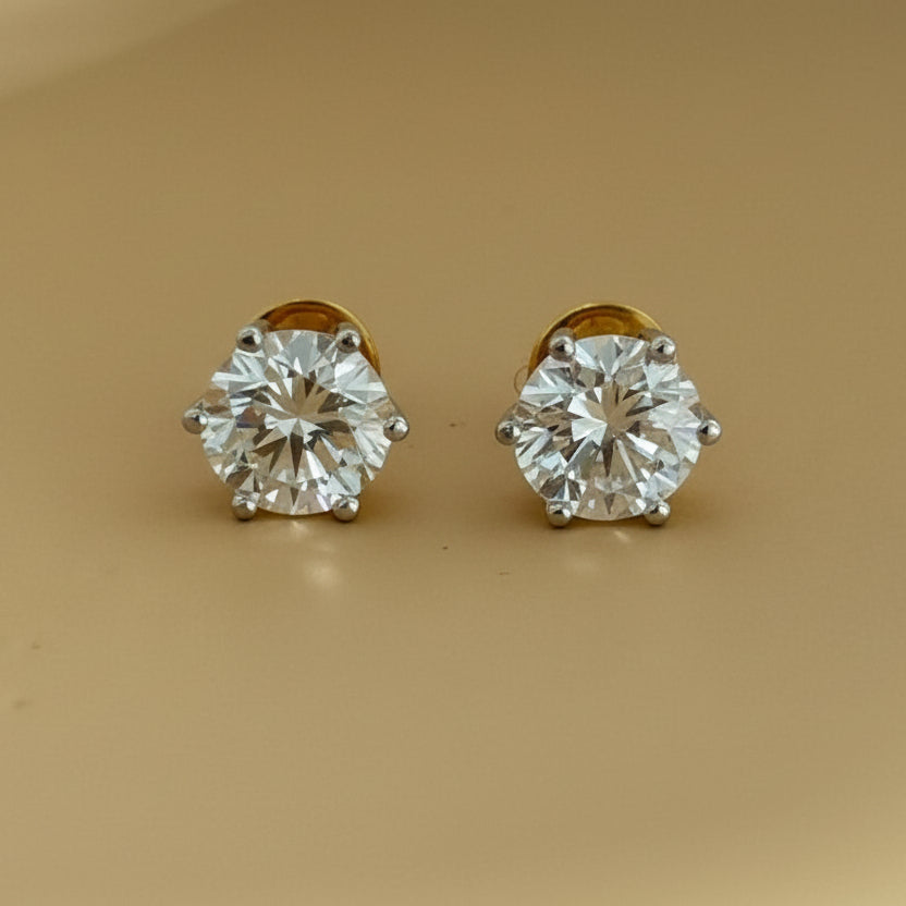 2ct Each Diamond Stud in 6 Prongs