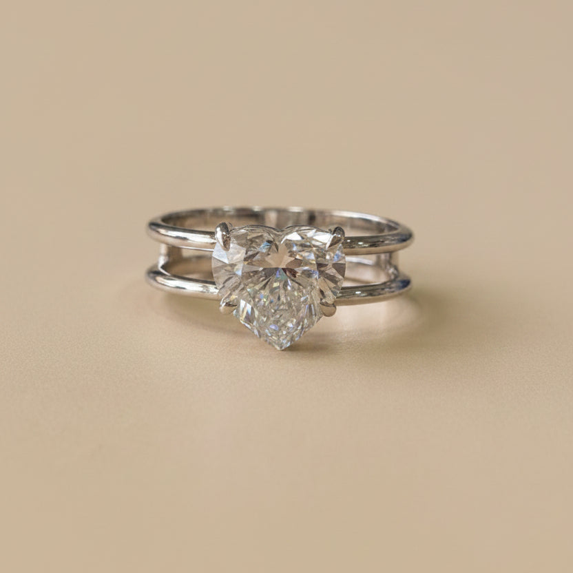 2ct Double Row Heart Cut Diamond Ring