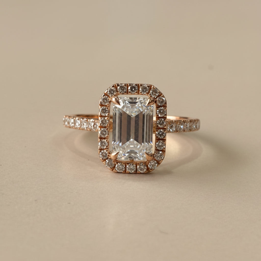 Emerald Halo Engagement Ring