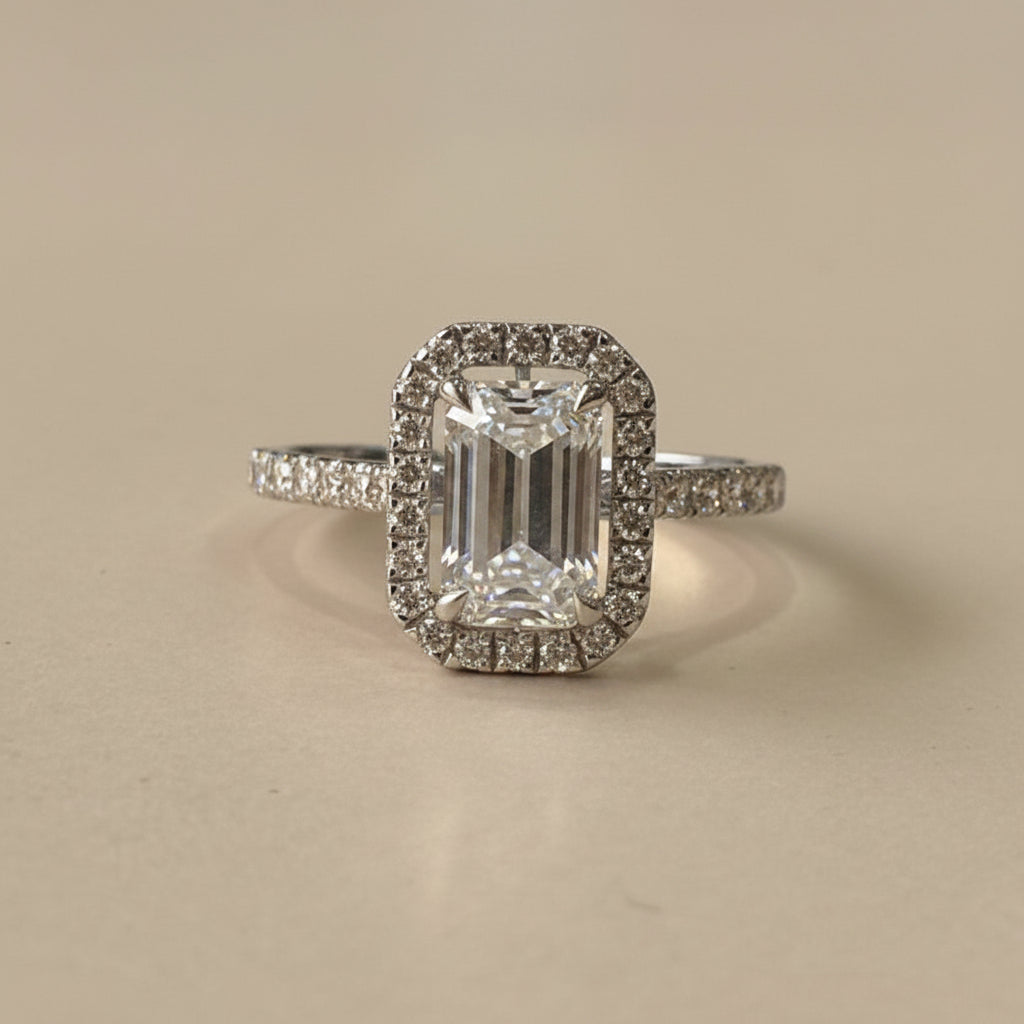 Emerald Halo Engagement Ring