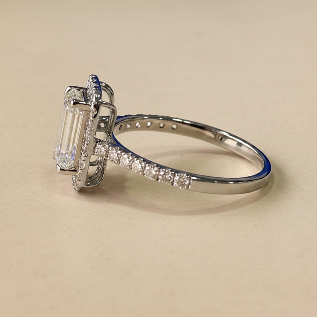 Emerald Halo Engagement Ring