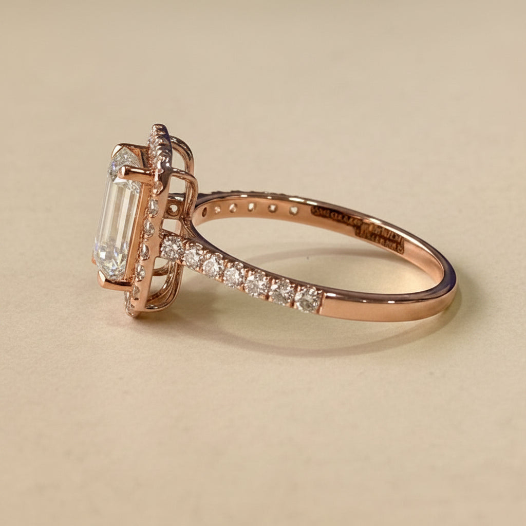 Emerald Halo Engagement Ring
