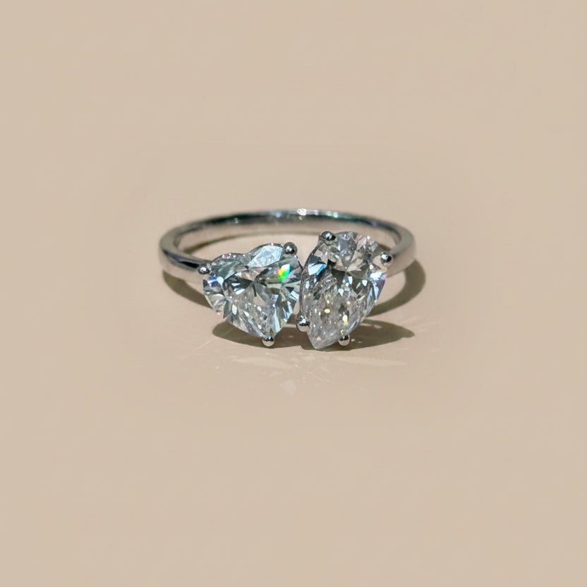 Heart & Pear Toi et Moi Ring