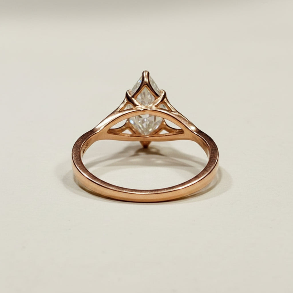 Marquise twisted engagement ring