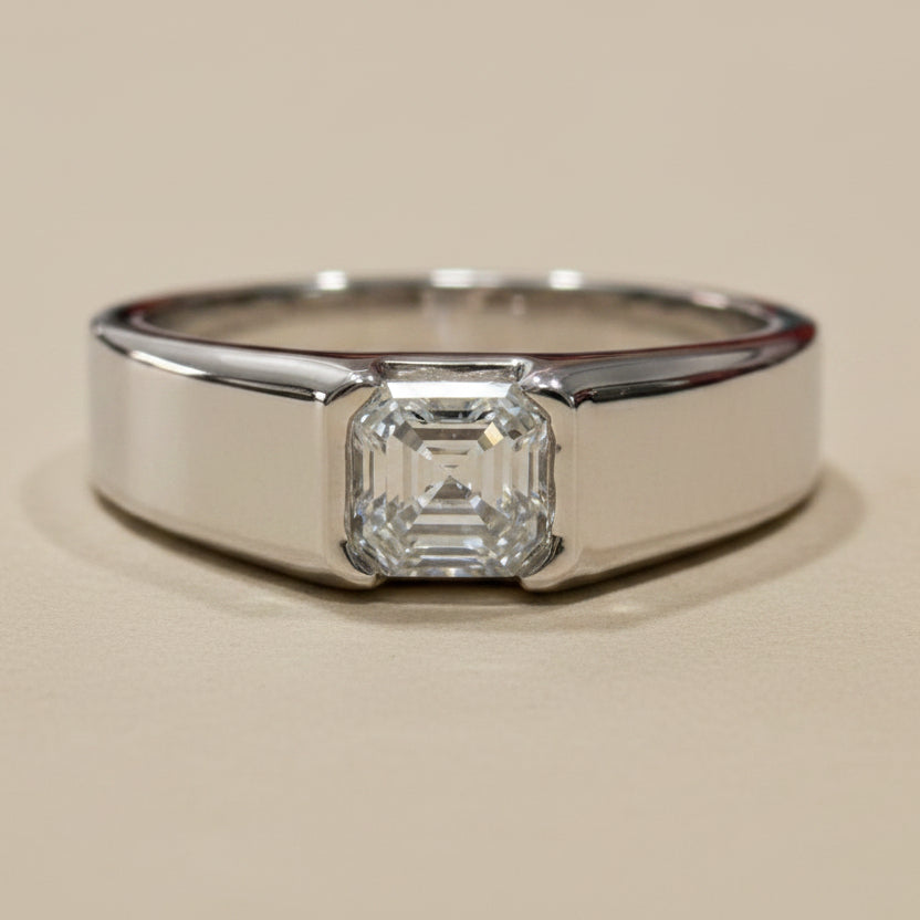 Asscher Cut Diamond Men's ring