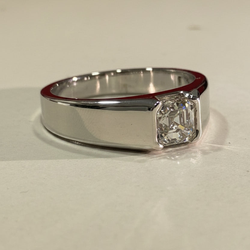 Asscher Cut Diamond Men's ring