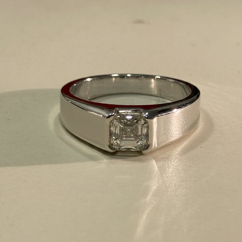 Asscher Cut Diamond Men's ring