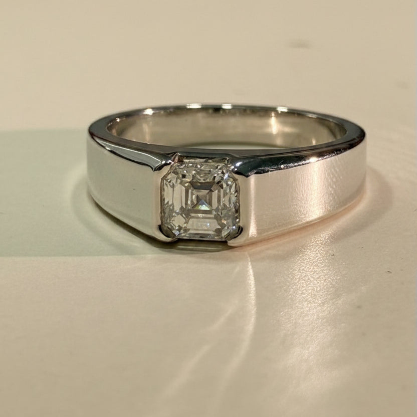 Asscher Cut Diamond Men's ring