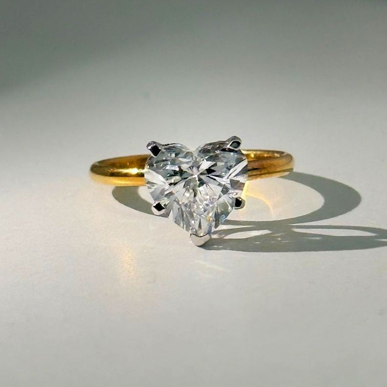 Heart solitaire 2 tone ring