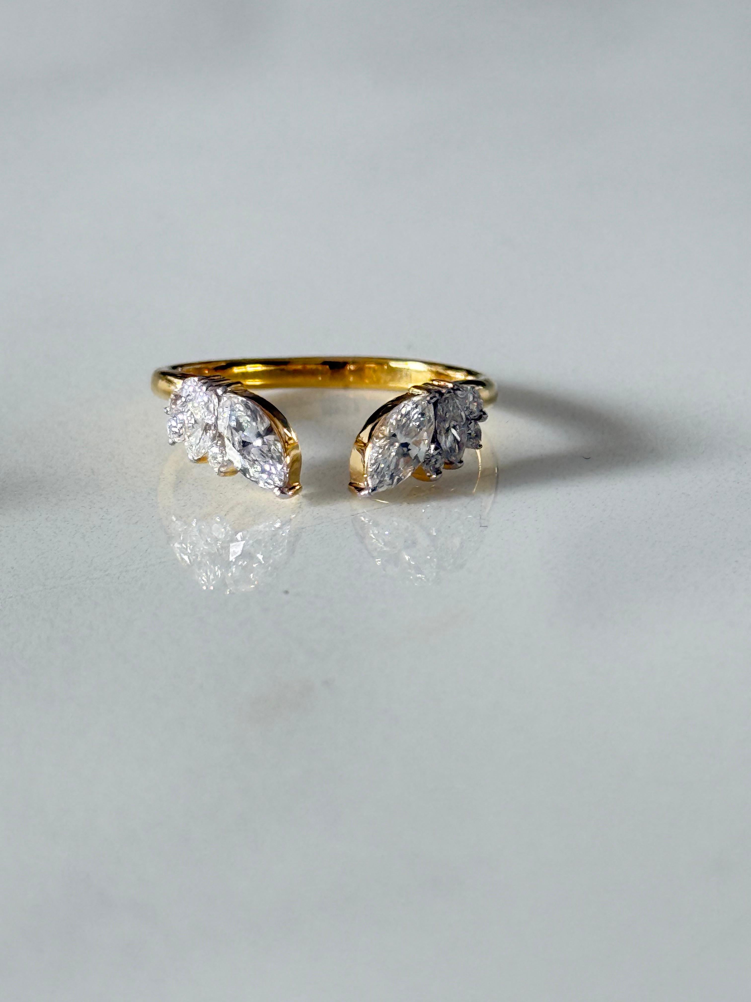 Emerald stackable ring with marquise band
