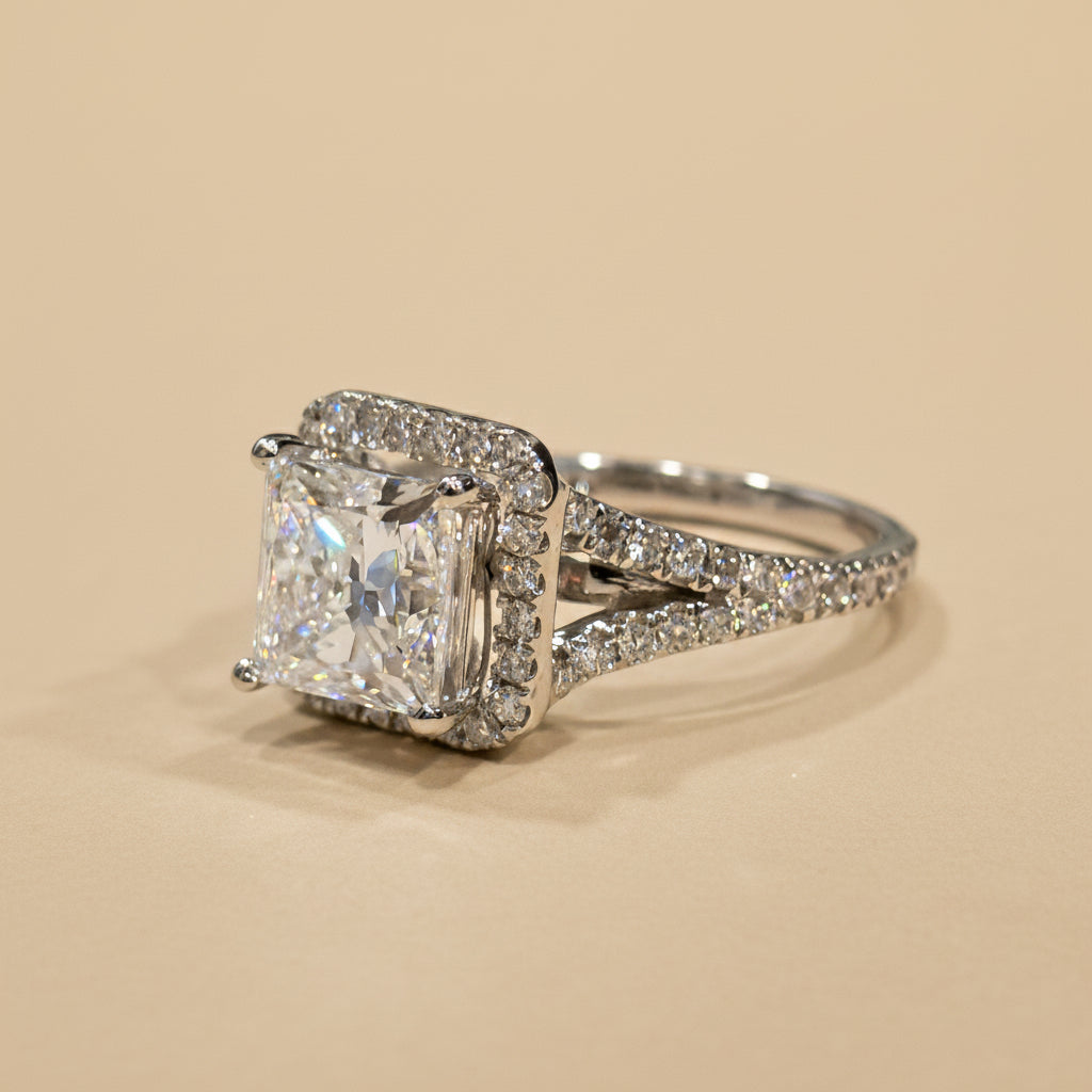 3ct Princess Height Engagement Ring