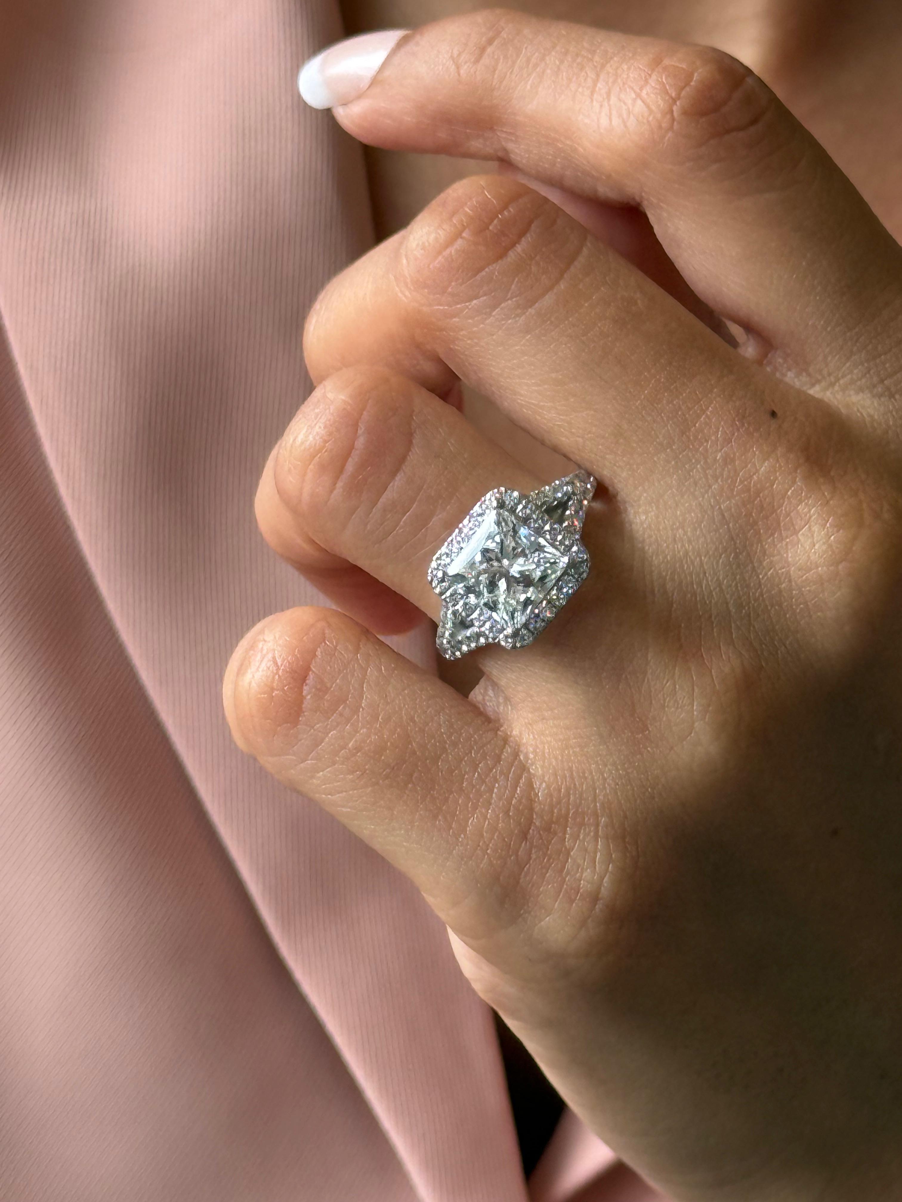 3ct Princess Height Engagement Ring