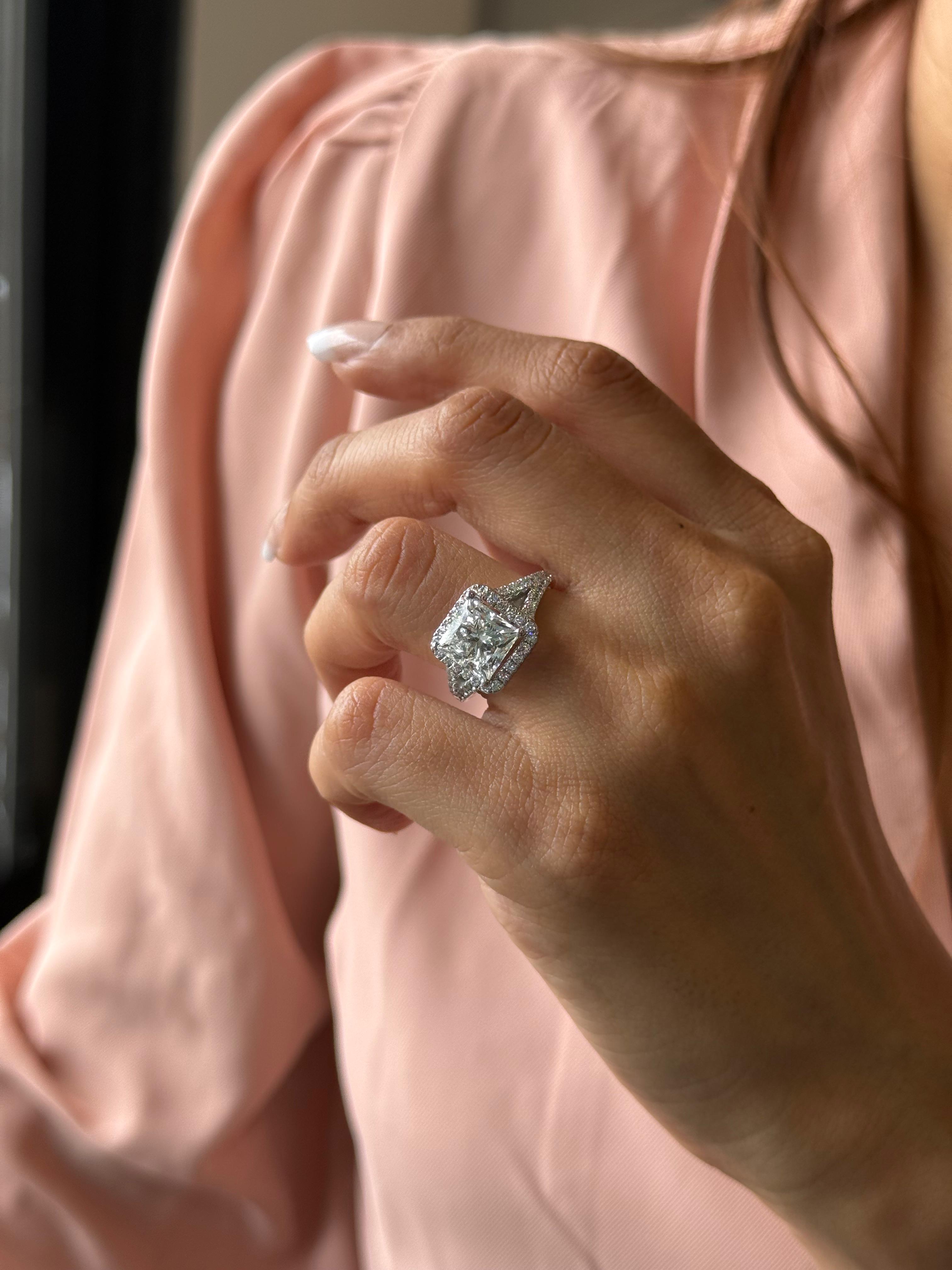 3ct Princess Height Engagement Ring