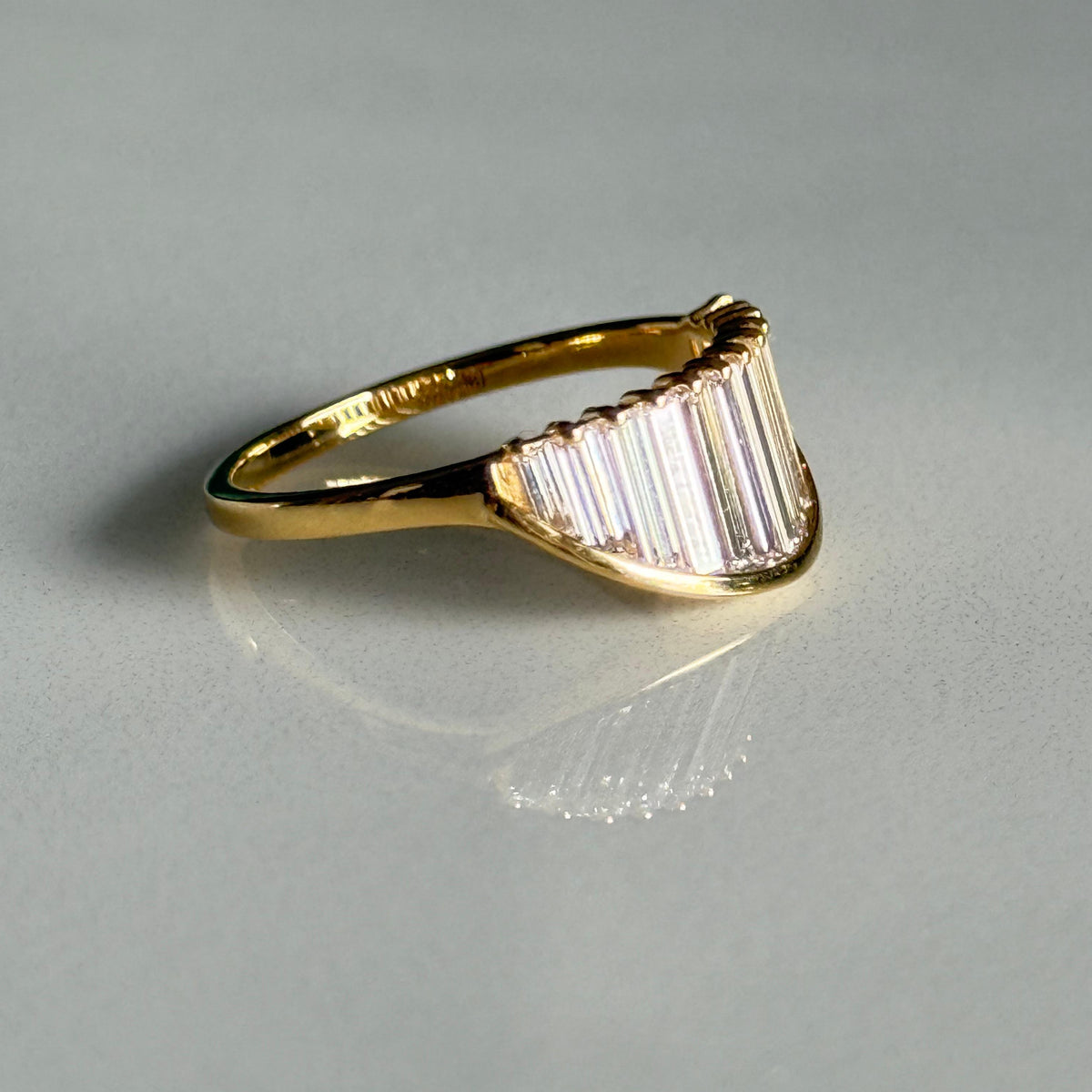 Baguette cut Half moon Ring