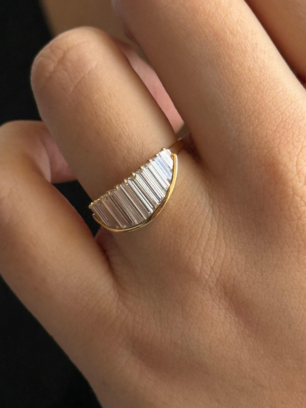 Baguette cut Half moon Ring
