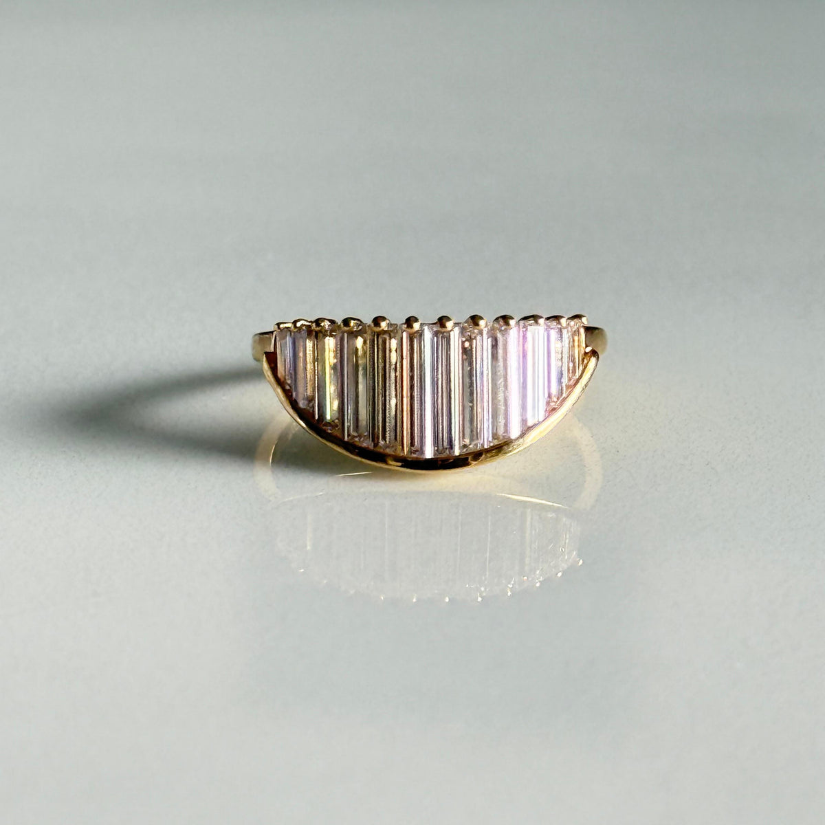 Baguette cut Half moon Ring