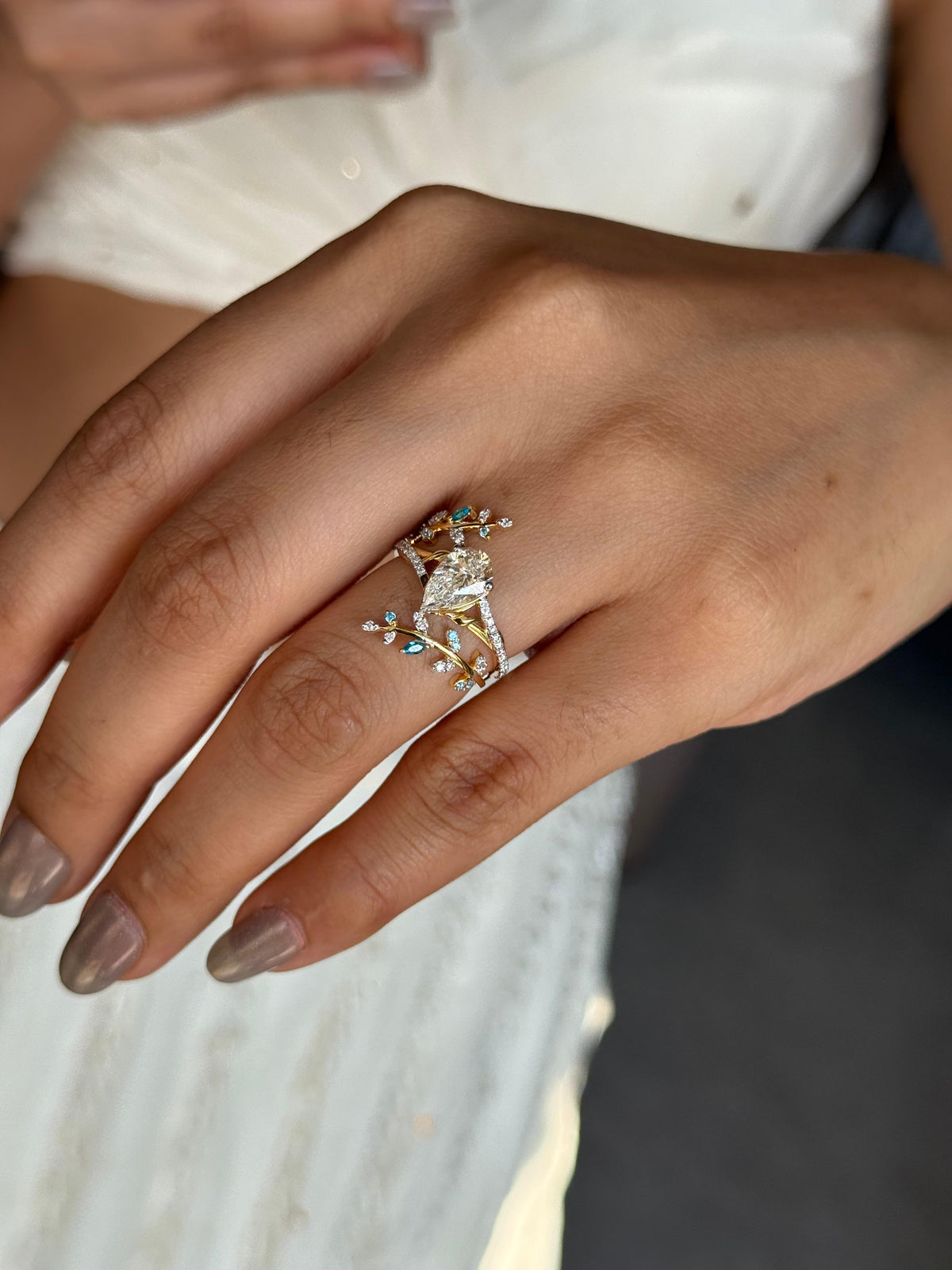 Pear Stackable nature inspired Ring