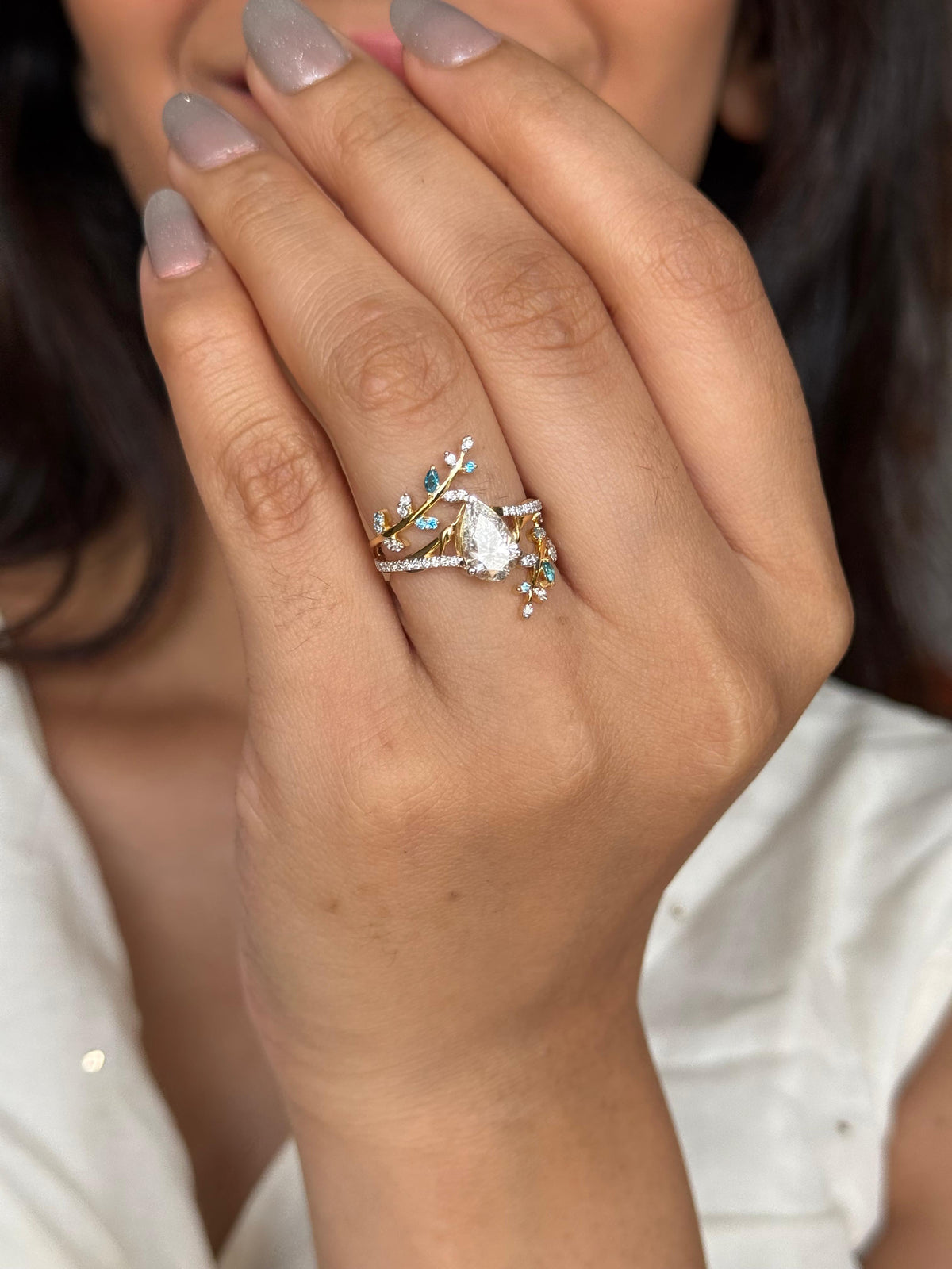 Pear Stackable nature inspired Ring