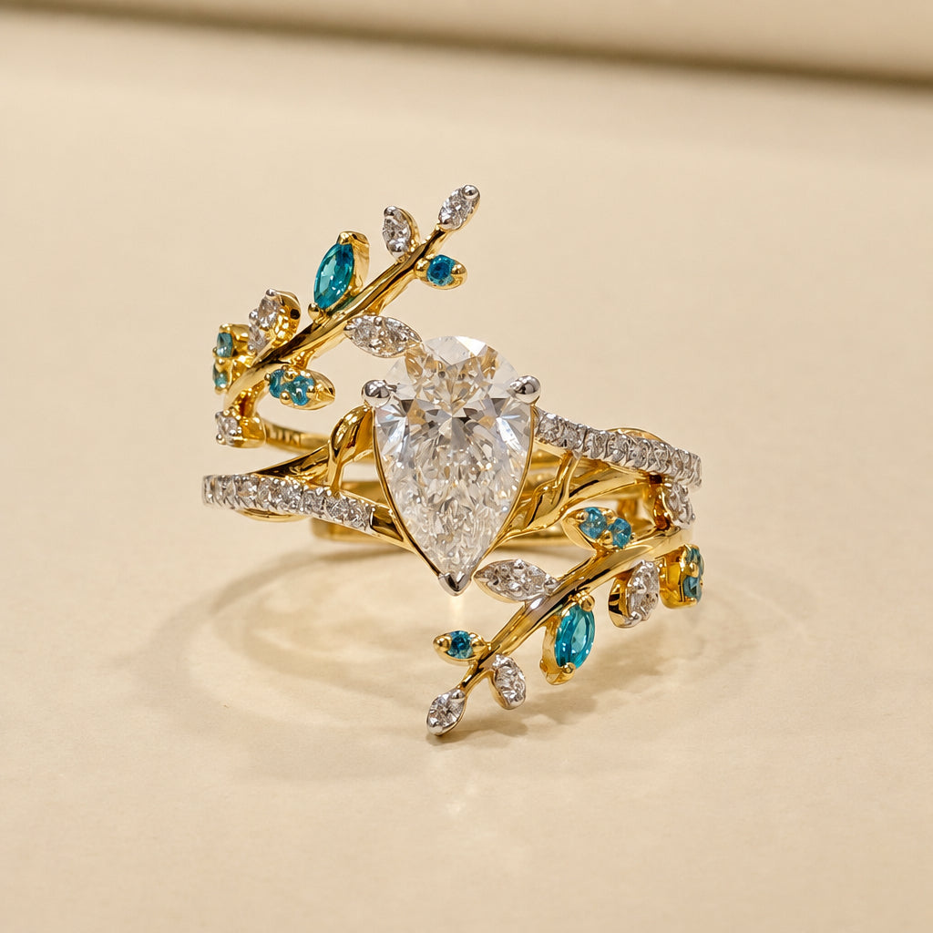Pear Stackable nature inspired Ring