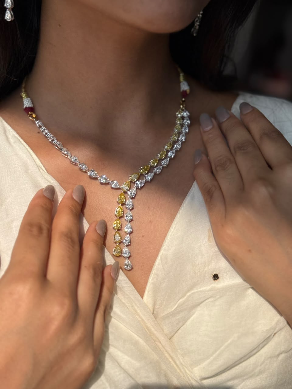 Pear Diamonds Statement Necklace Set