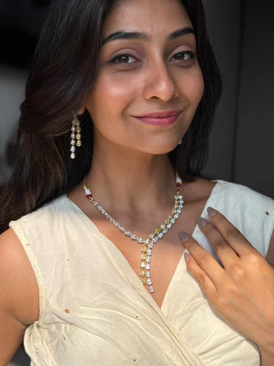 Pear Diamonds Statement Necklace Set