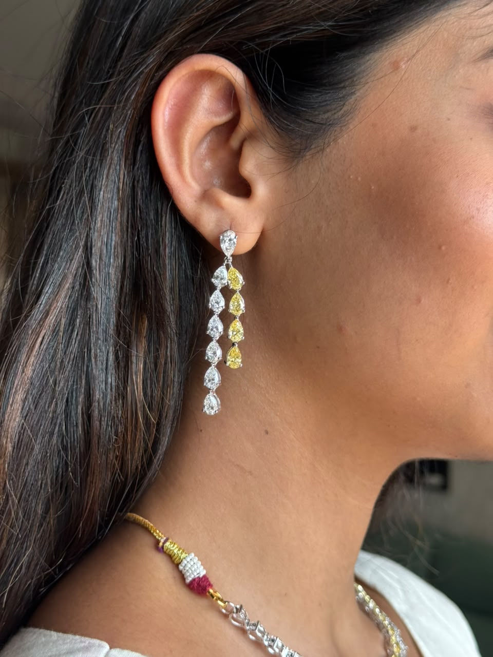 Pear Diamonds Statement Necklace Set