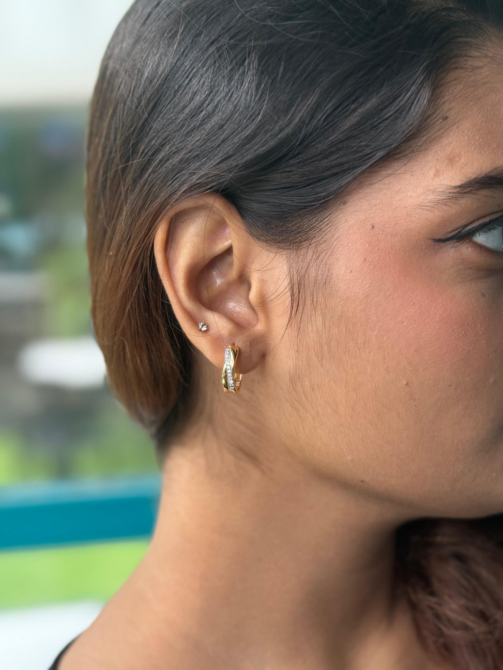 Twist of Sparkle Diamond Hoop Earrings