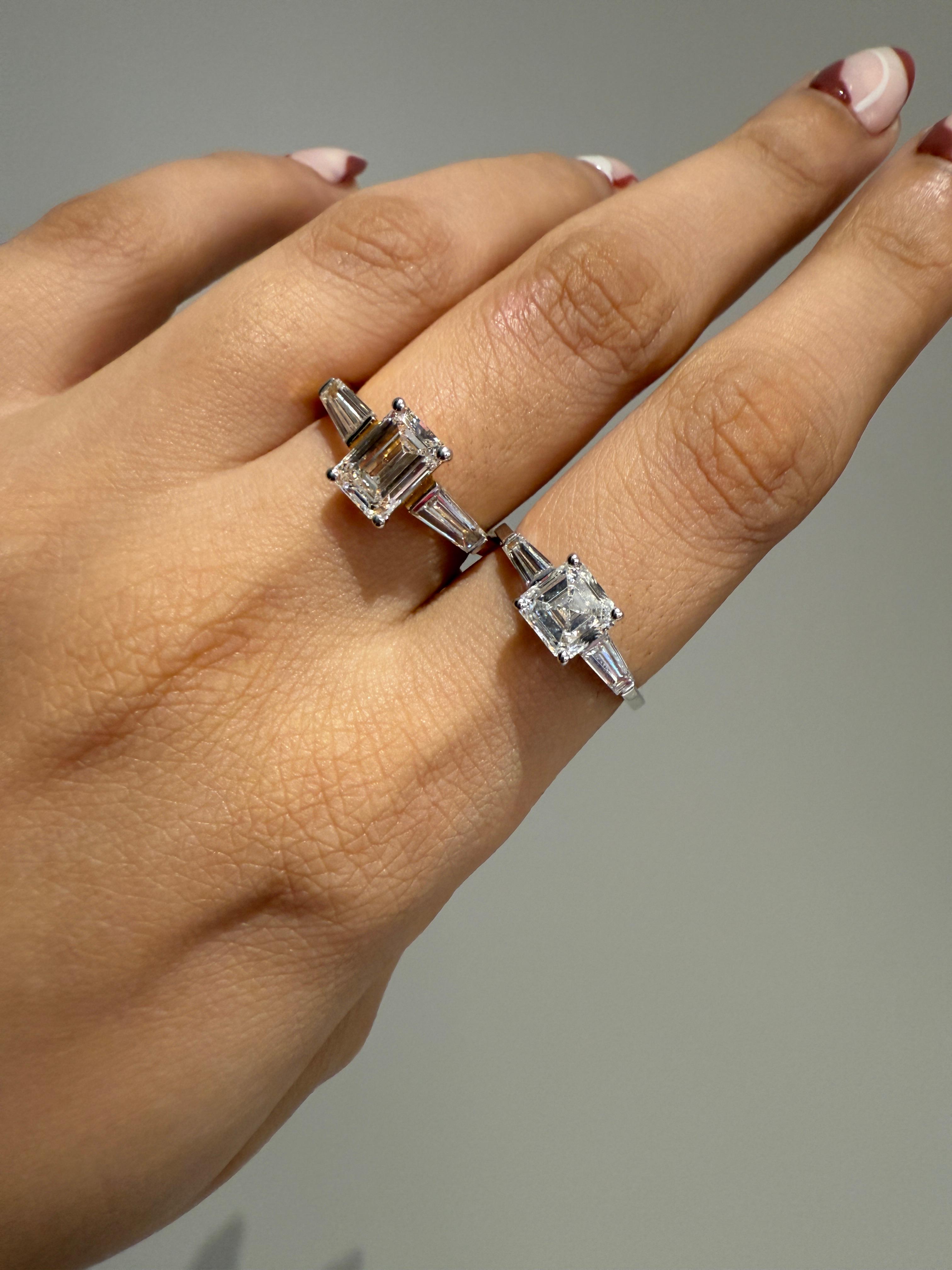 Asscher And Baguette cut Ring