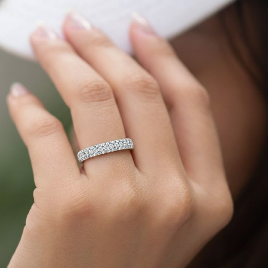 Multi-Row Pave Diamond Wedding Band