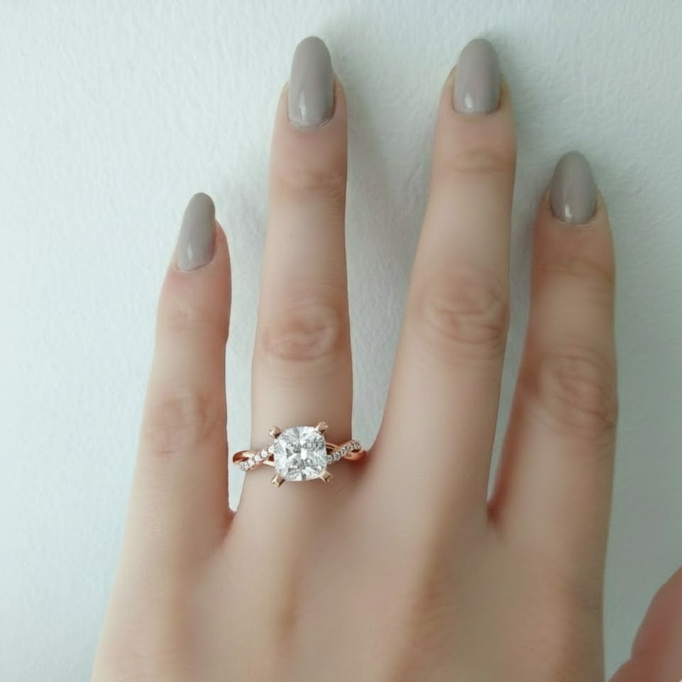 Kelly 1.25ct Cushion Cut Twist Engagement Ring