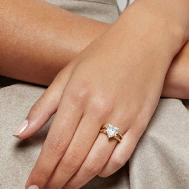 Double Row 1.80ct Heart Cut Diamond Ring