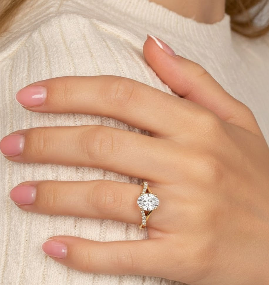 1.09ct Cathedral Oval Cut Engagement Ring