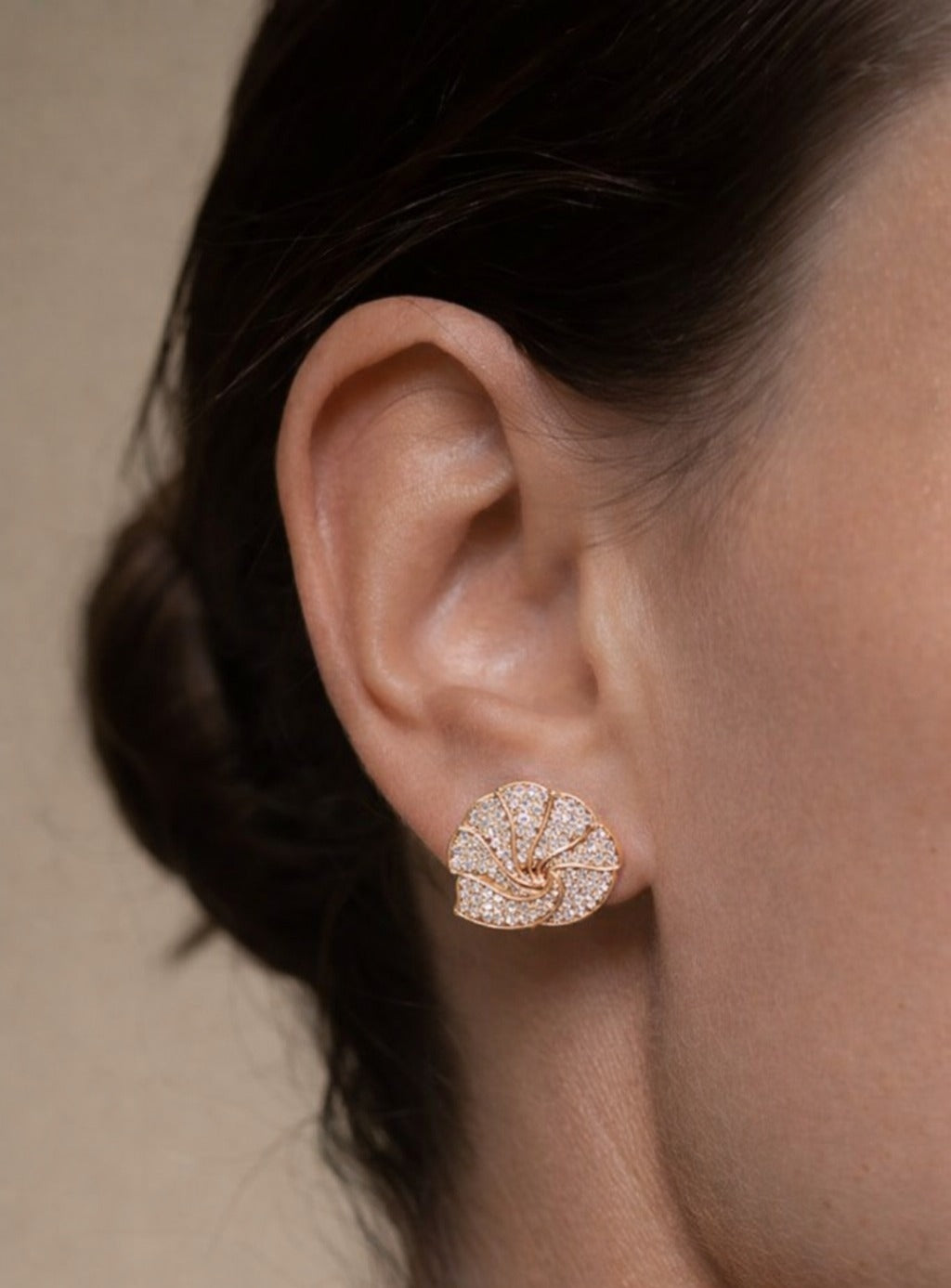 Shell inspired Diamond Ear Tops