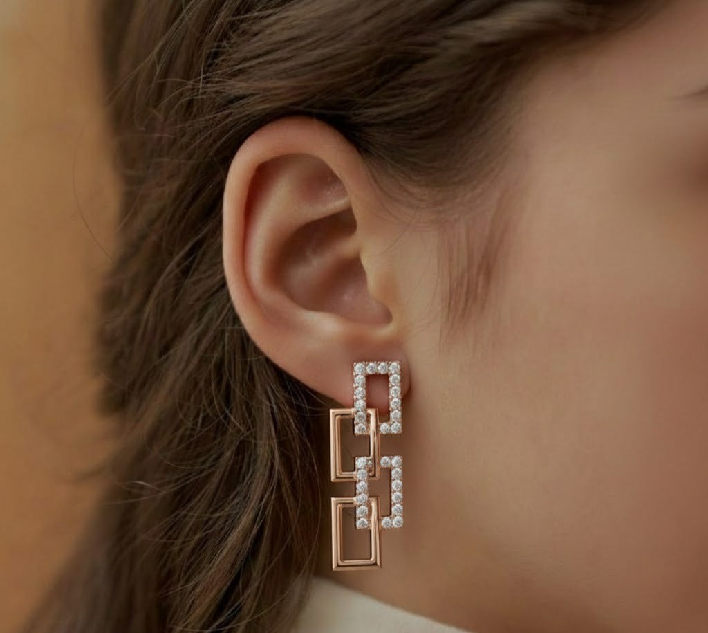Link Diamond Drop Earrings
